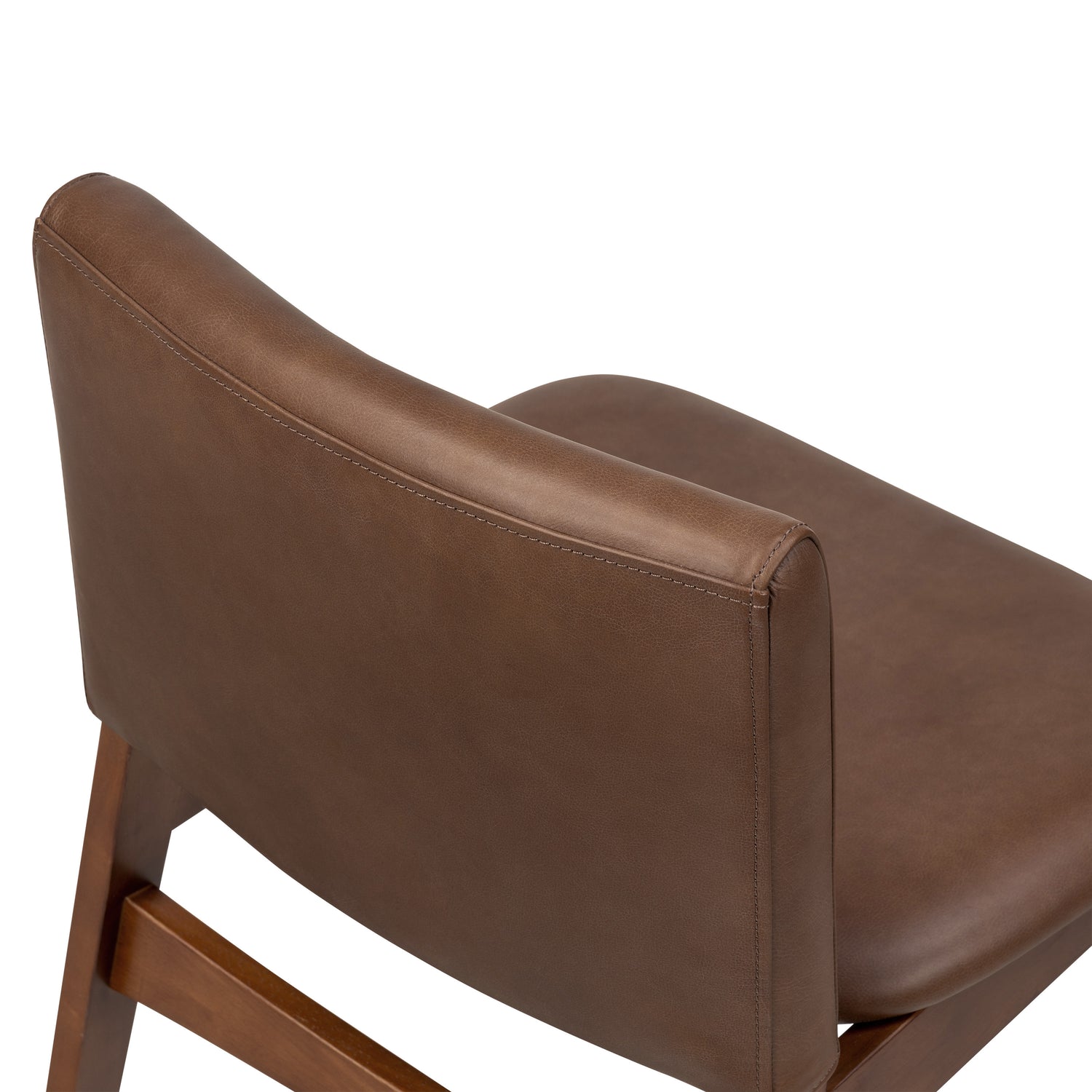 Oliva Leather Dining Chair | Brown/Walnut 