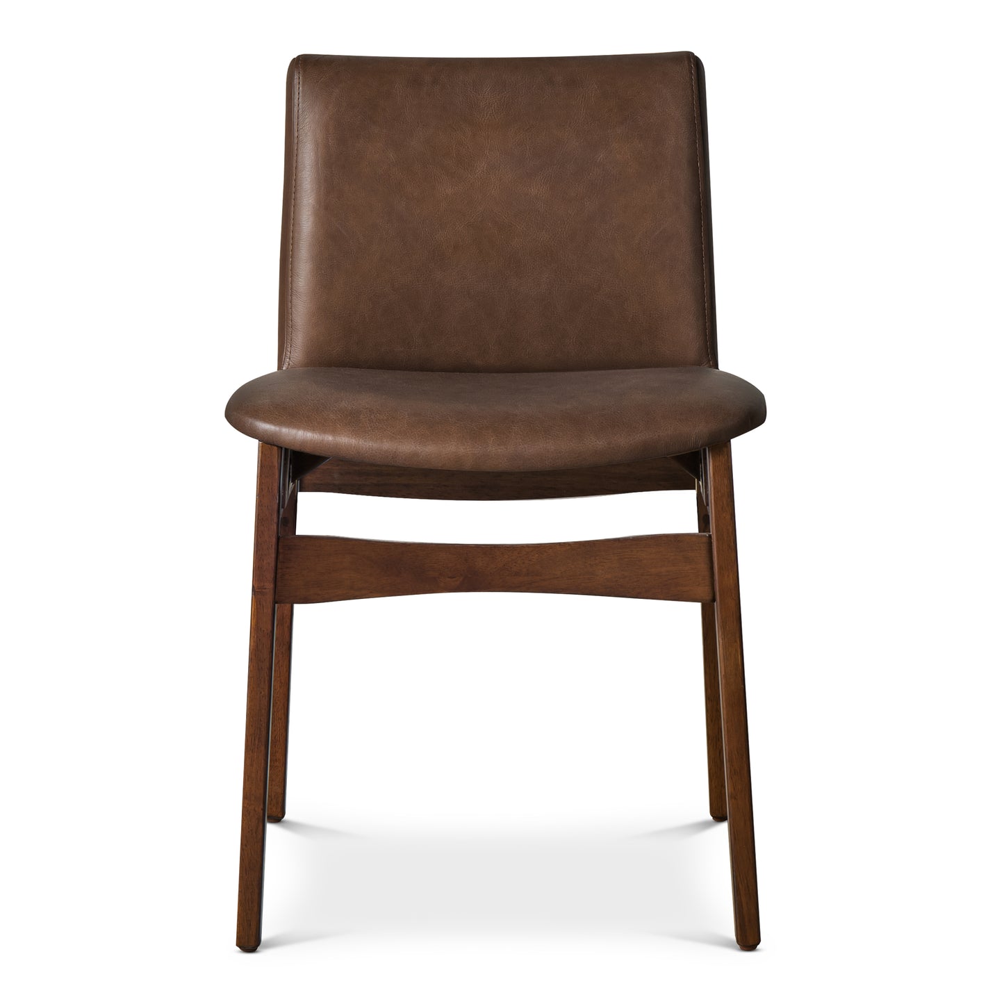 Oliva Leather Dining Chair | Brown/Walnut