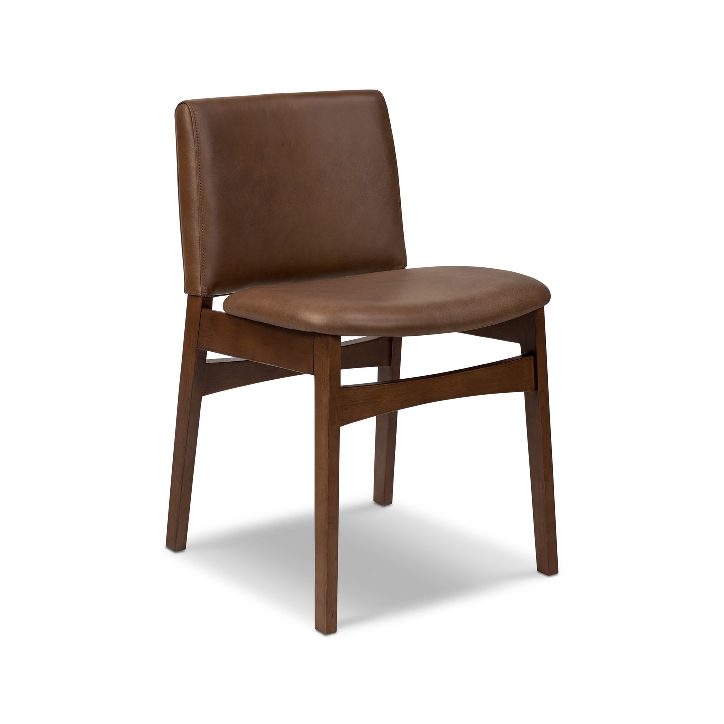 Oliva Leather Dining Chair | Brown/Walnut