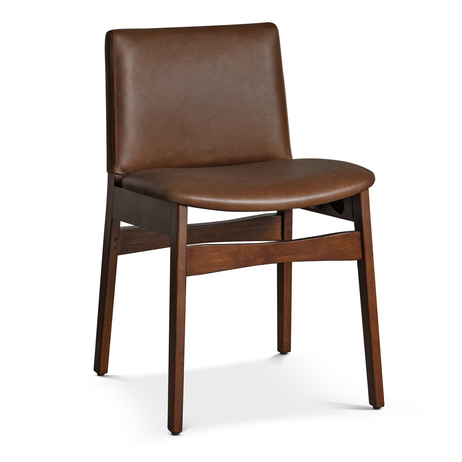 Oliva Leather Dining Chair | Brown/Walnut 