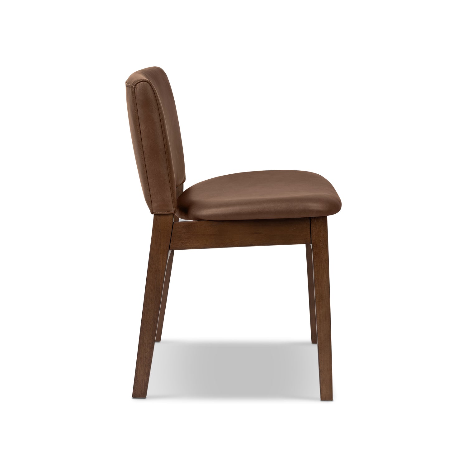 Oliva Leather Dining Chair | Brown/Walnut 