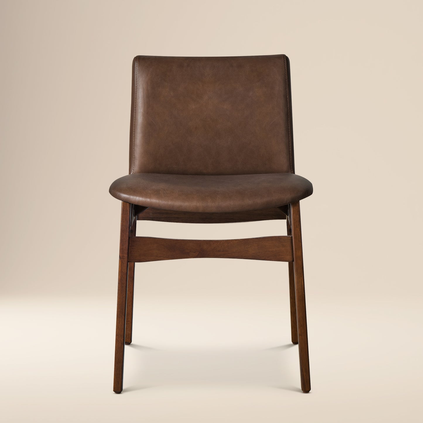 Oliva Leather Dining Chair | Brown/Walnut