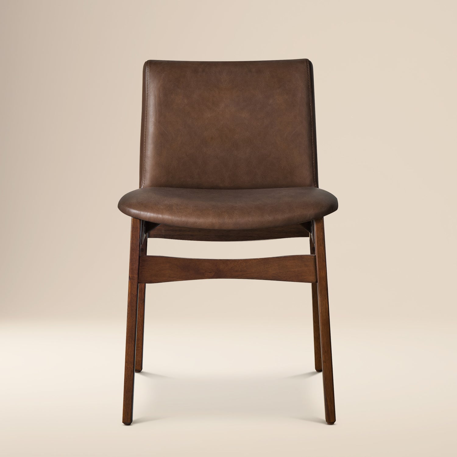 Oliva Leather Dining Chair | Brown/Walnut 