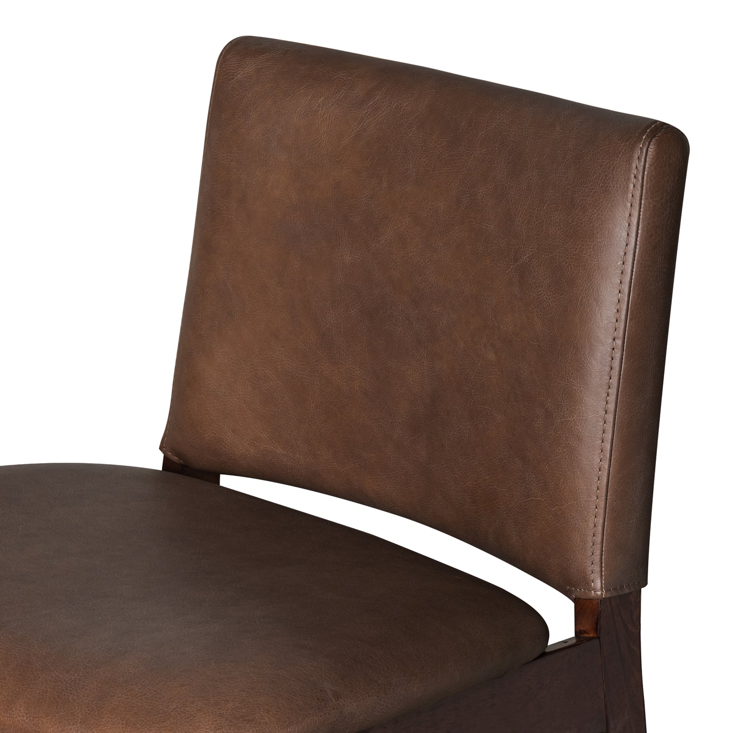 Oliva Leather Dining Chair | Brown/Walnut