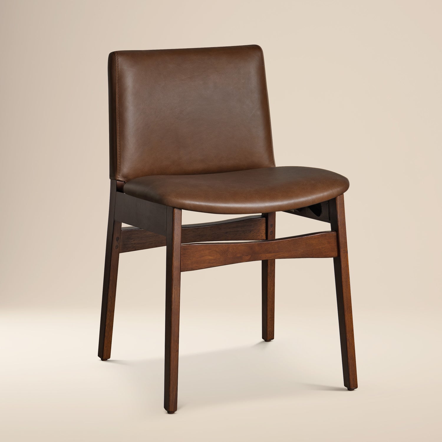 Oliva Leather Dining Chair | Brown/Walnut 