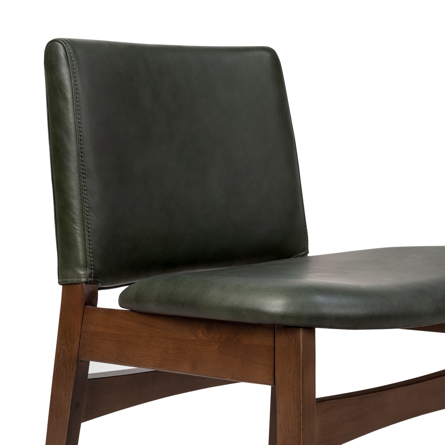 Oliva Leather Dining Chair | Green/Walnut
