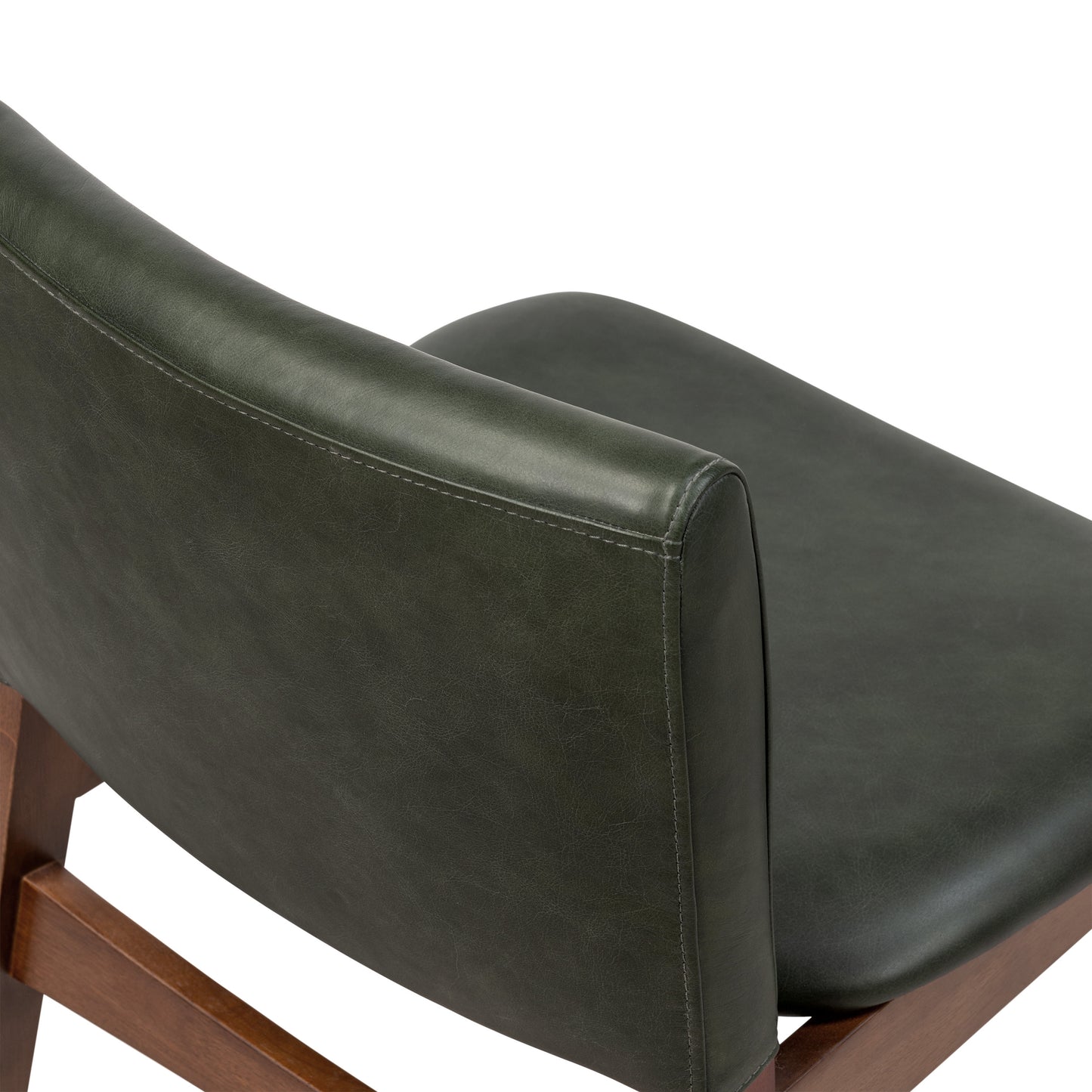Oliva Leather Dining Chair | Green/Walnut