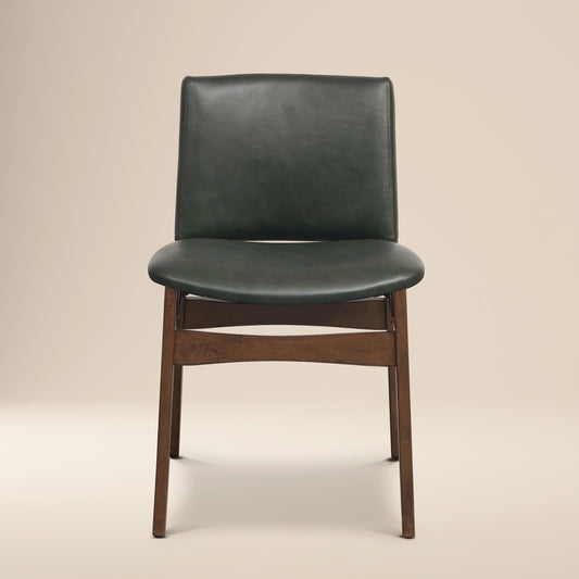 Oliva Leather Dining Chair | Green/Walnut