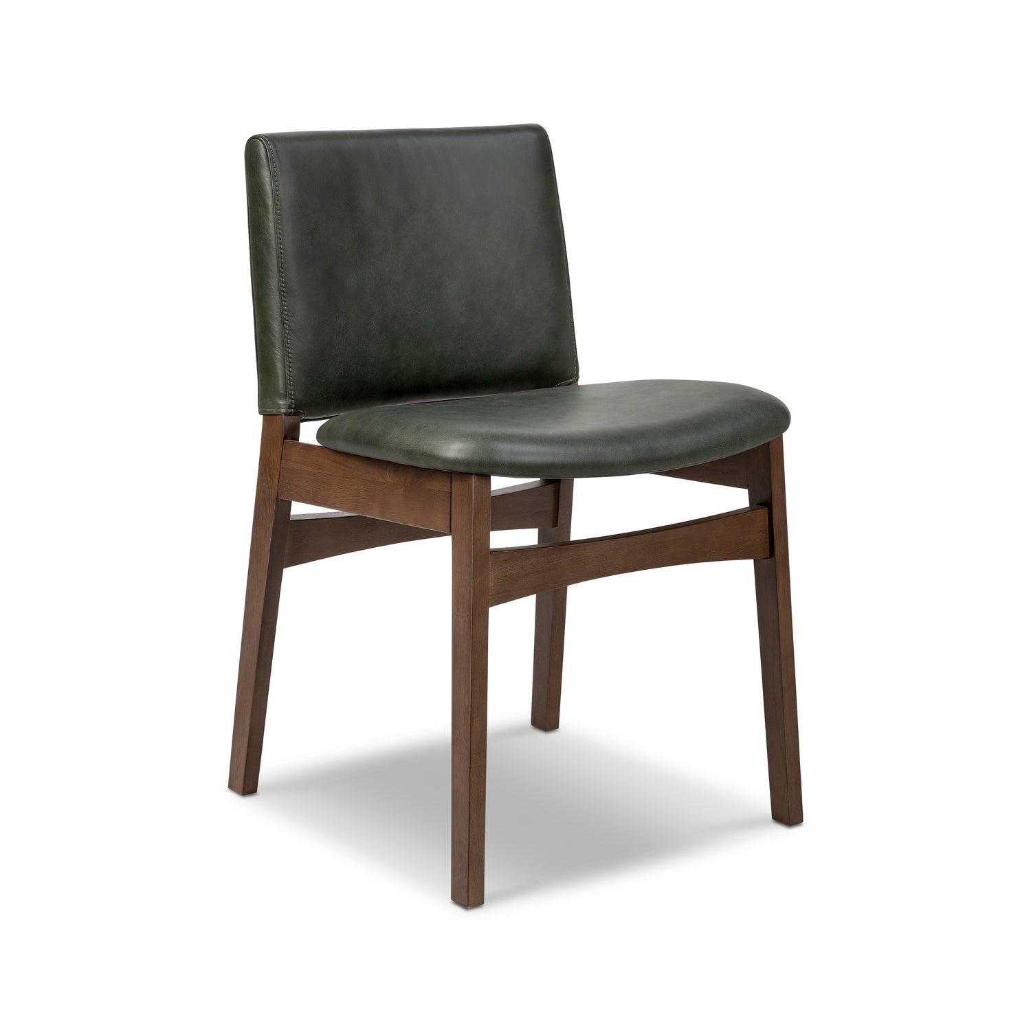 Oliva Leather Dining Chair | Green/Walnut 