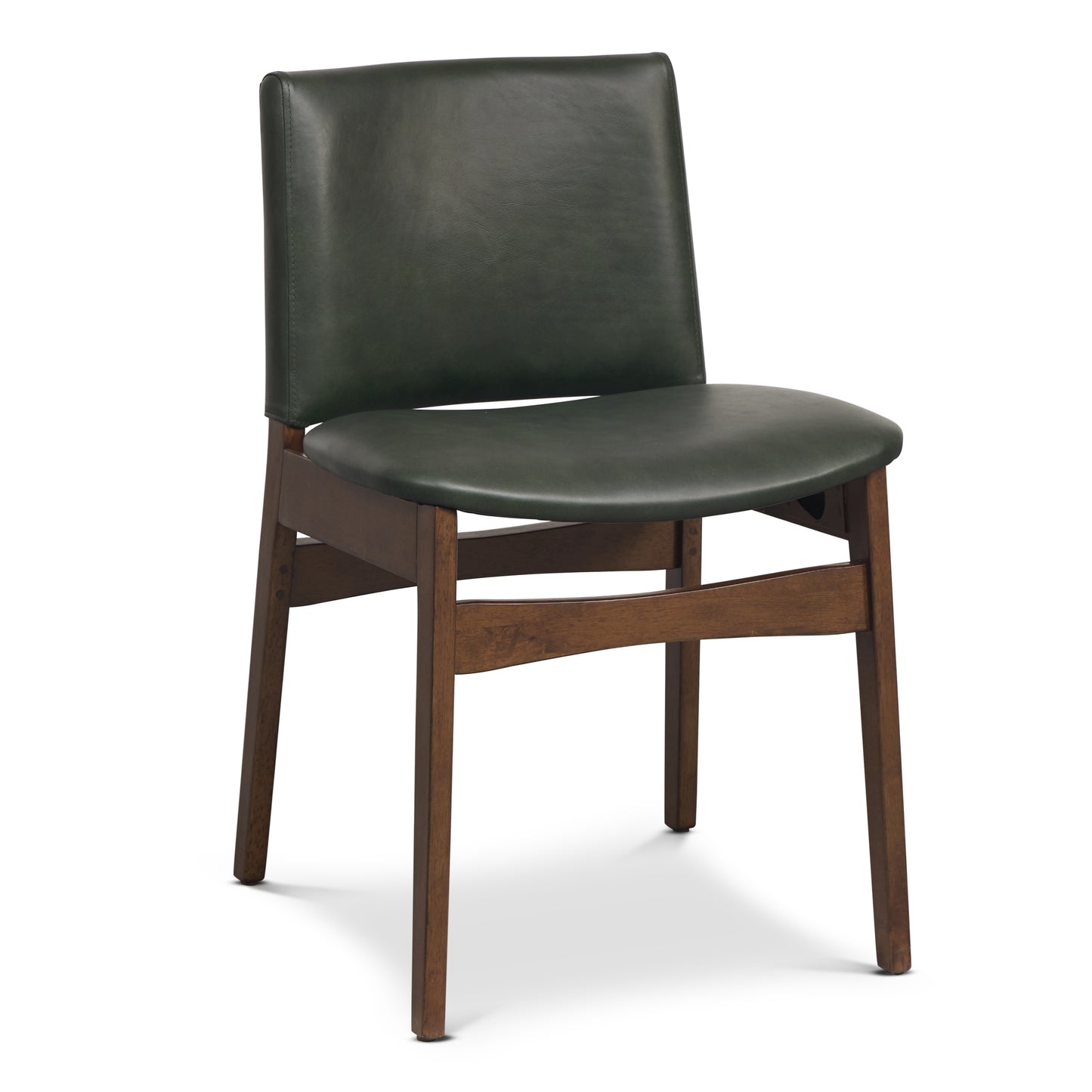 Oliva Leather Dining Chair | Green/Walnut