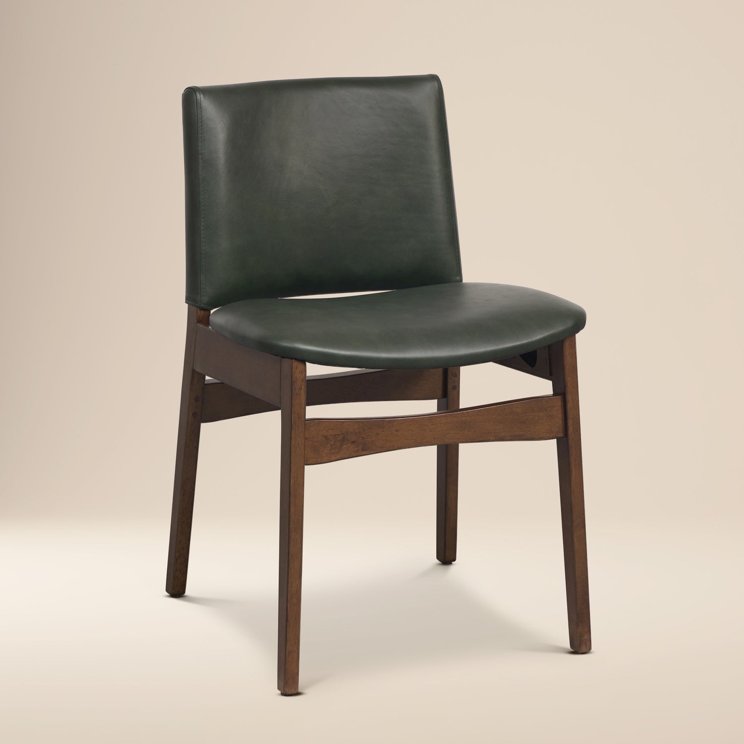 Oliva Leather Dining Chair | Green/Walnut 