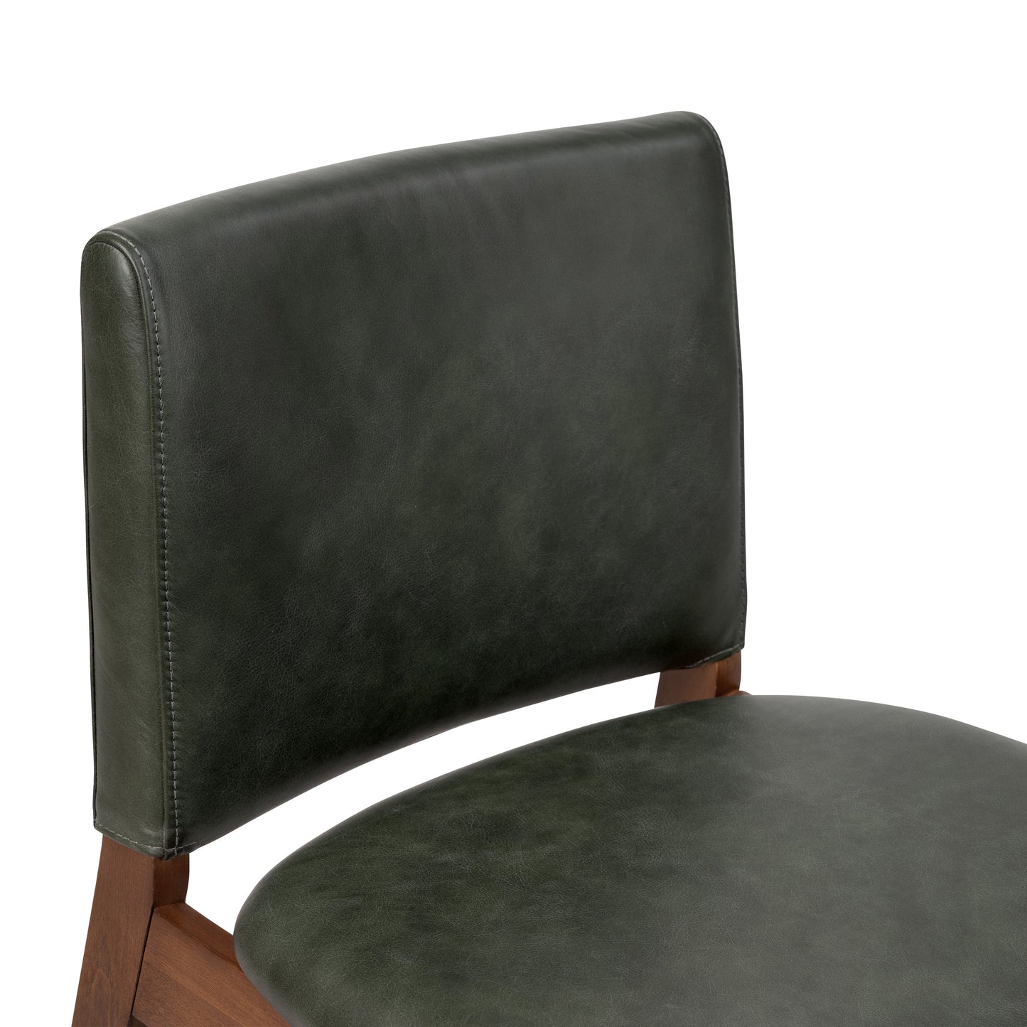 Oliva Leather Dining Chair | Green/Walnut