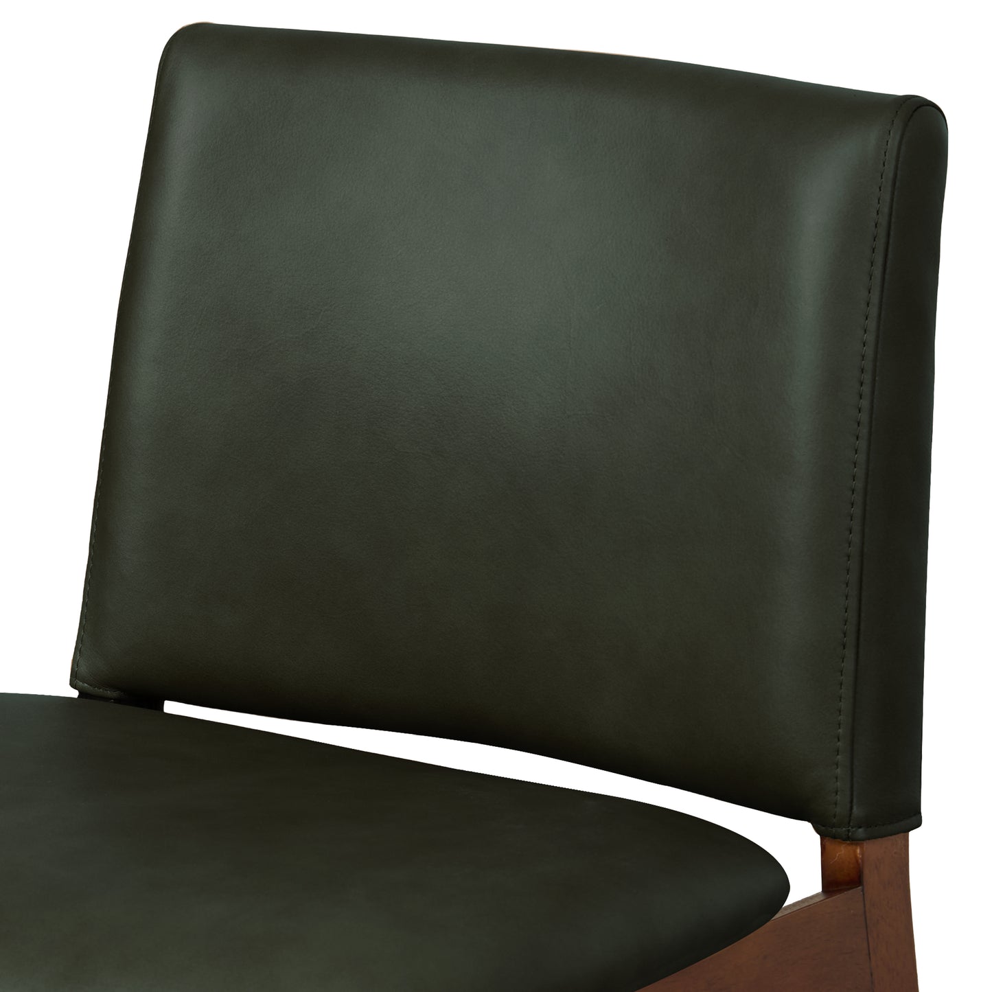 Oliva Leather Dining Chair | Green/Walnut