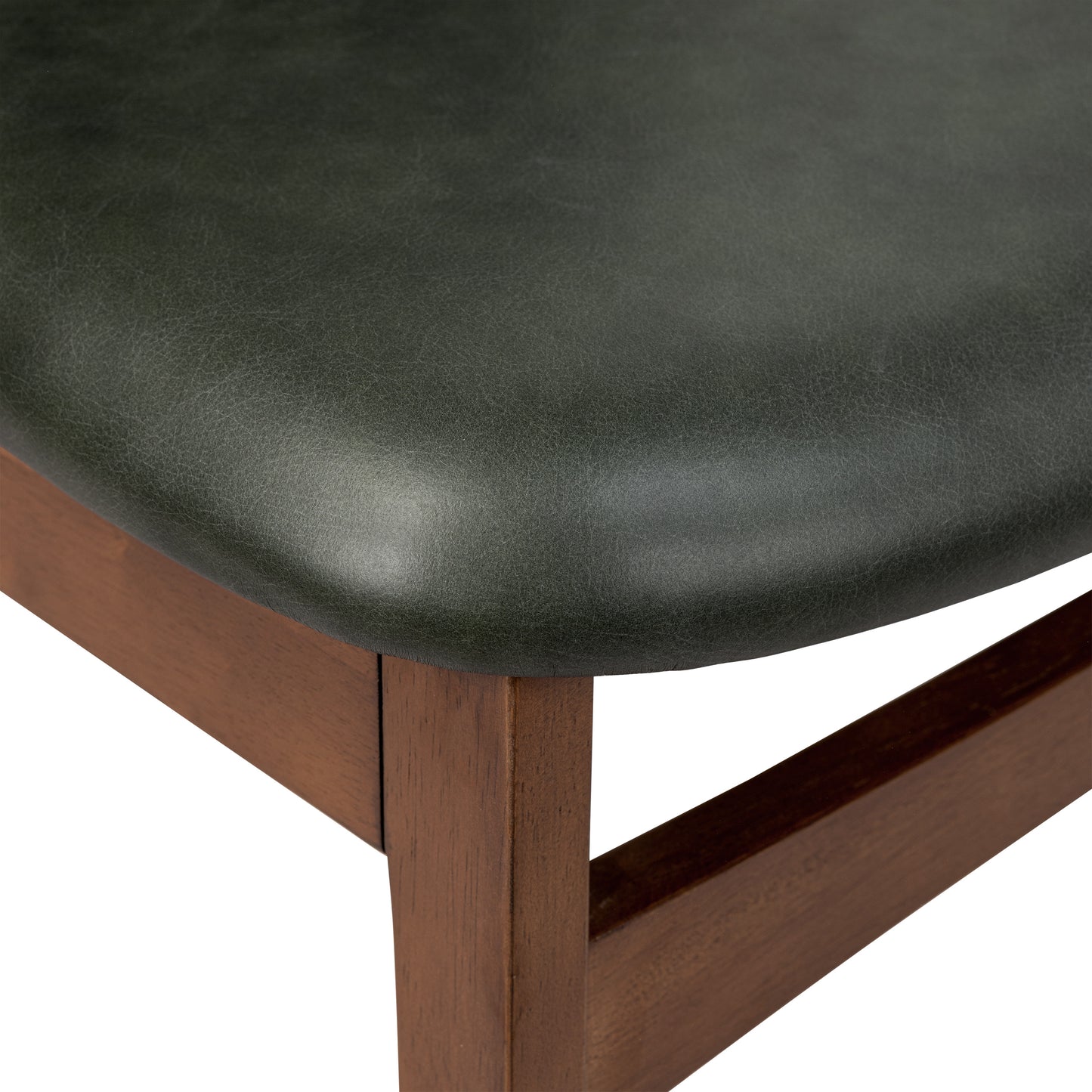 Oliva Leather Dining Chair | Green/Walnut