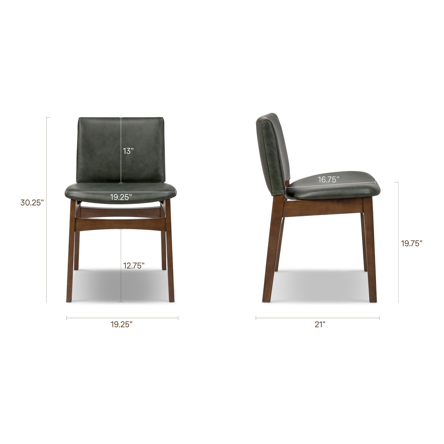 Oliva Leather Dining Chair | Green/Walnut