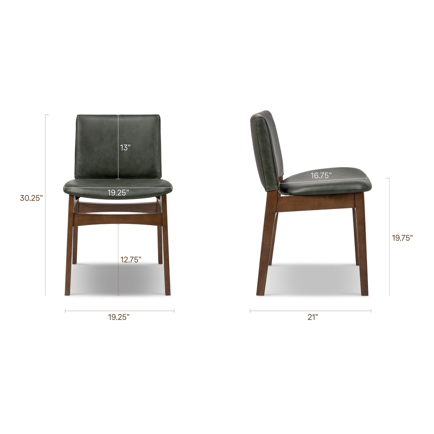Oliva Leather Dining Chair | Green/Walnut 