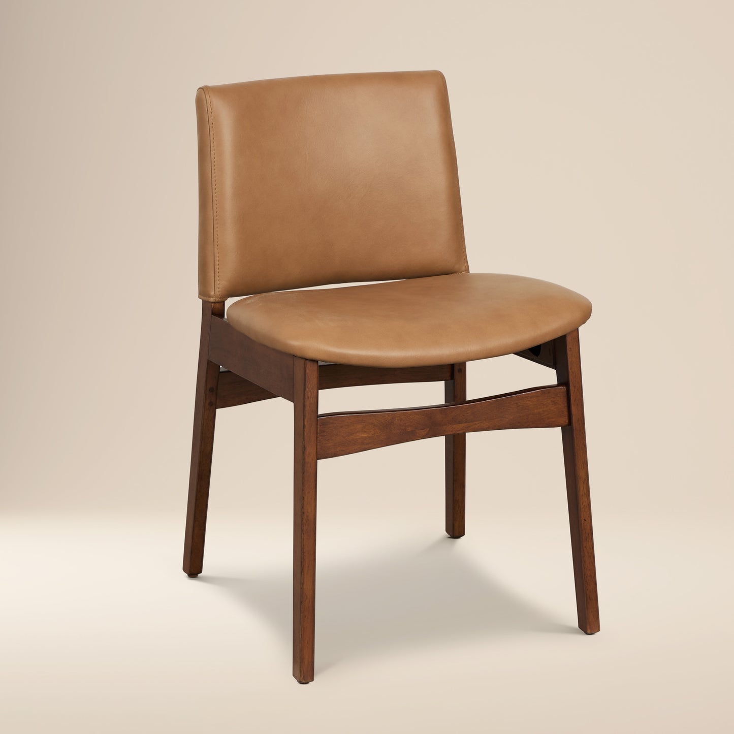 Oliva Leather Dining Chair | Tan/Walnut
