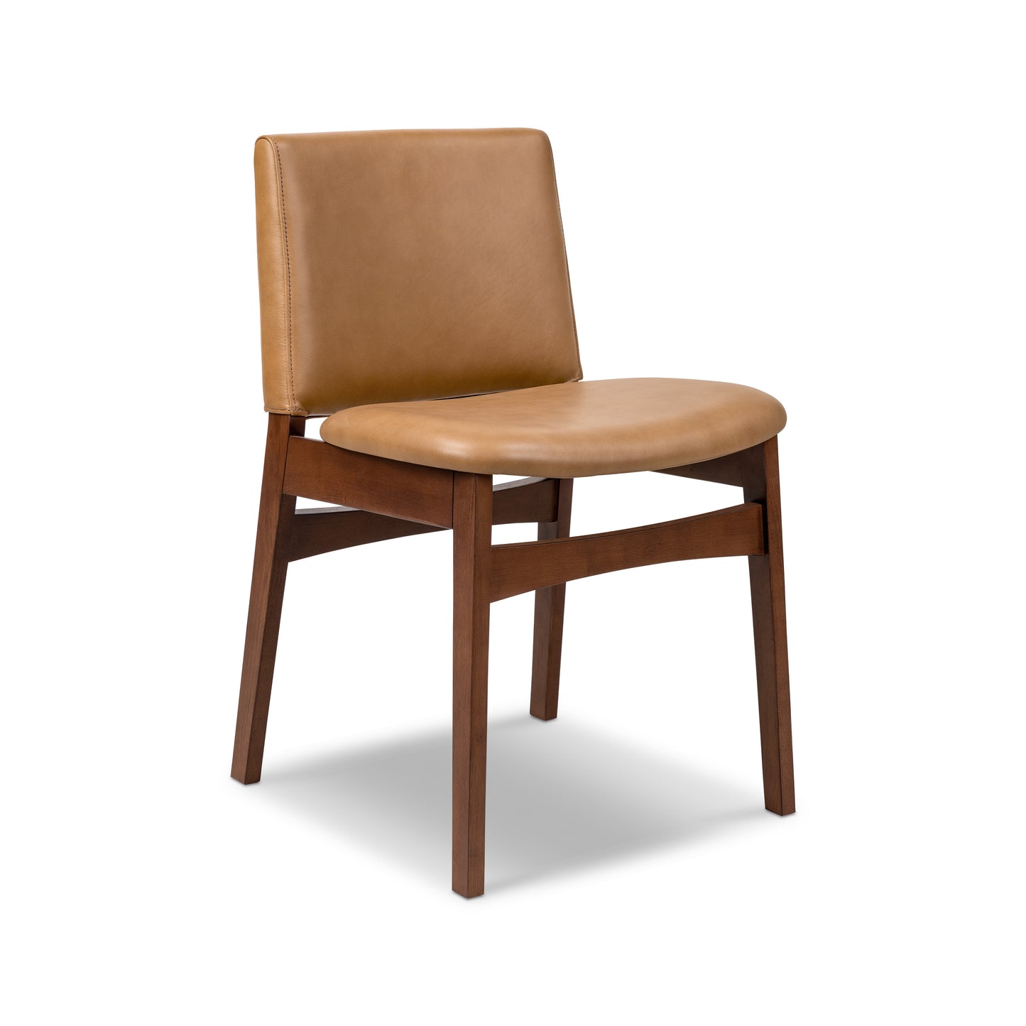 Oliva Leather Dining Chair | Tan/Walnut