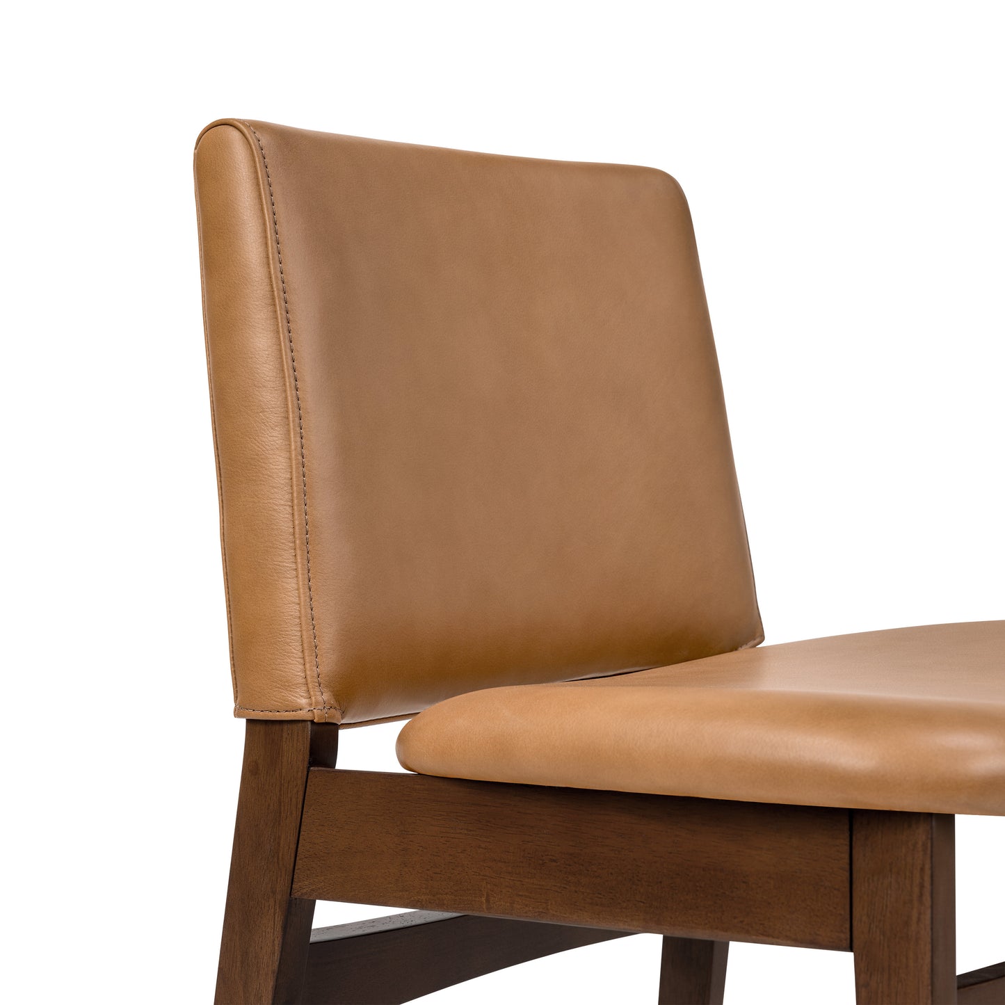 Oliva Leather Dining Chair | Tan/Walnut