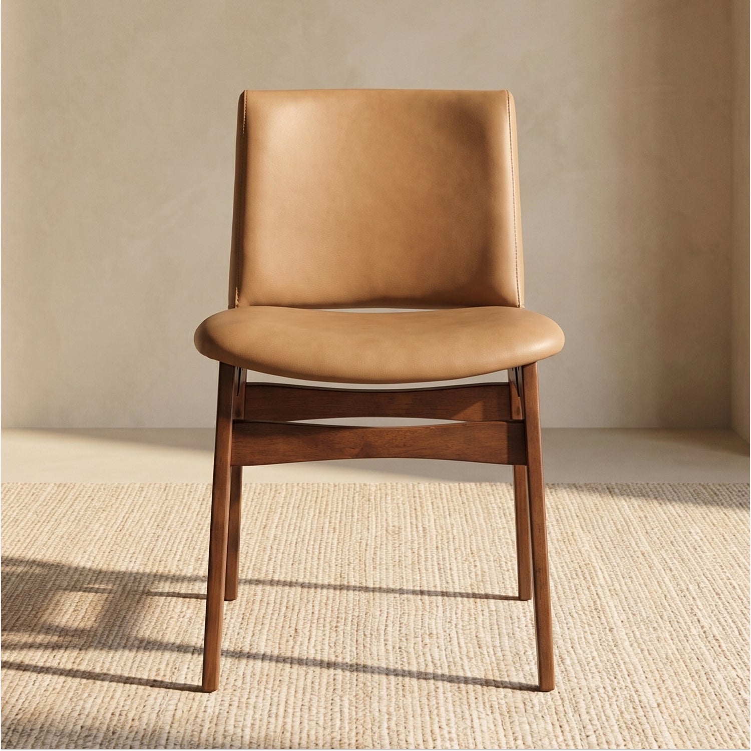 Oliva Leather Dining Chair | Tan/Walnut lifestyle_image