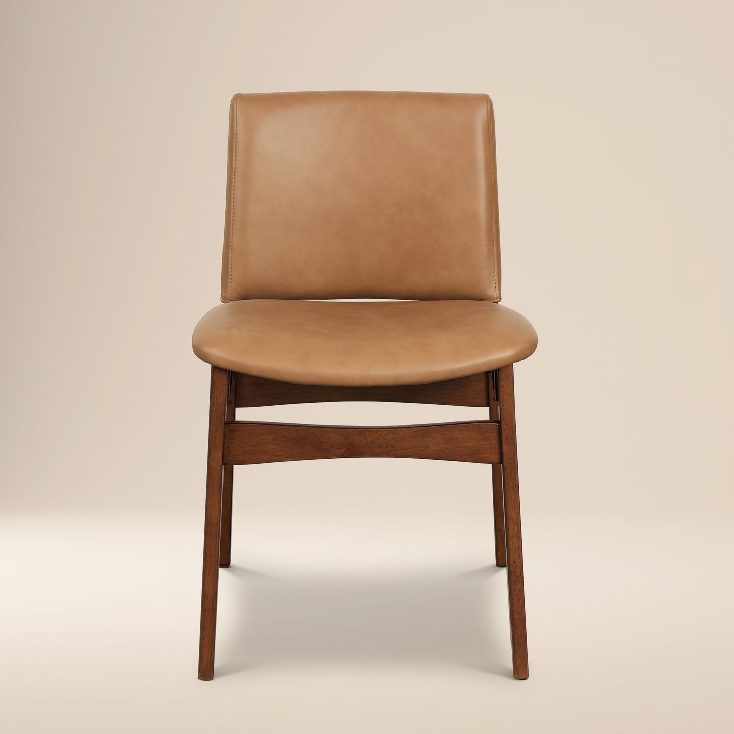Oliva Leather Dining Chair | Tan/Walnut