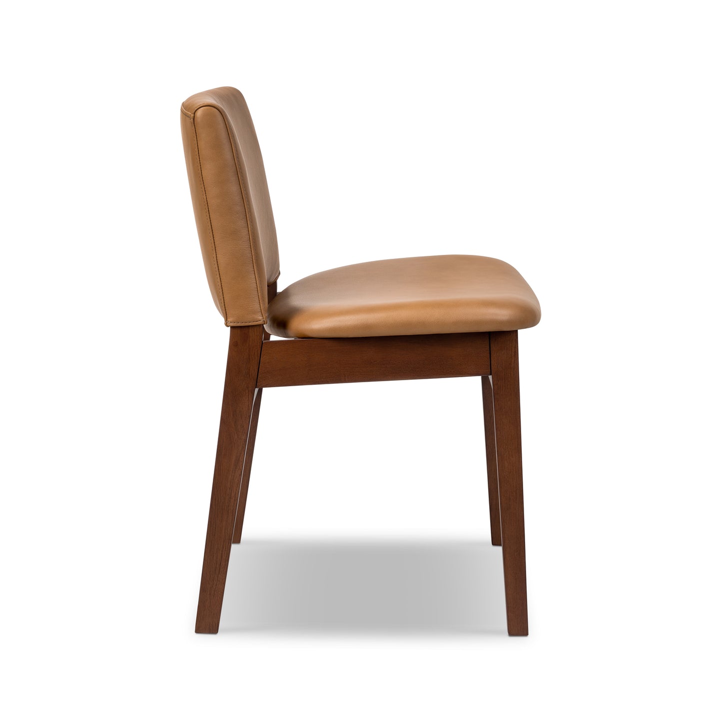 Oliva Leather Dining Chair | Tan/Walnut