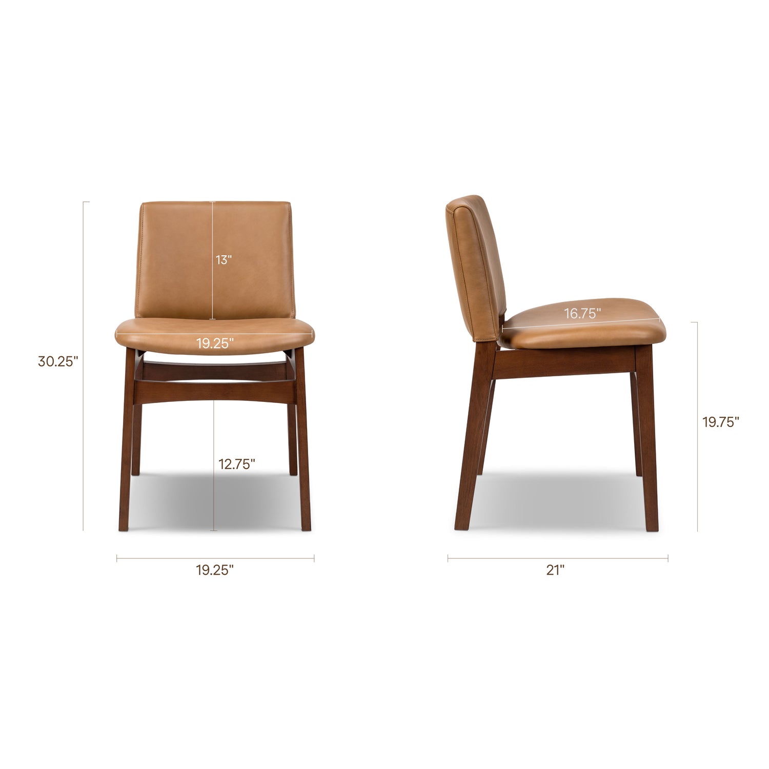 Oliva Leather Dining Chair | Tan/Walnut 