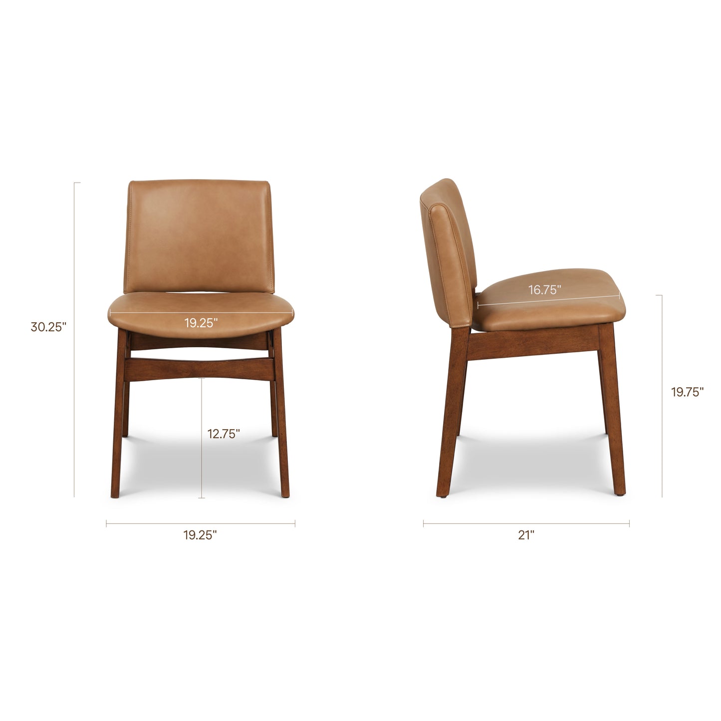 Oliva Leather Dining Chair | Tan/Walnut