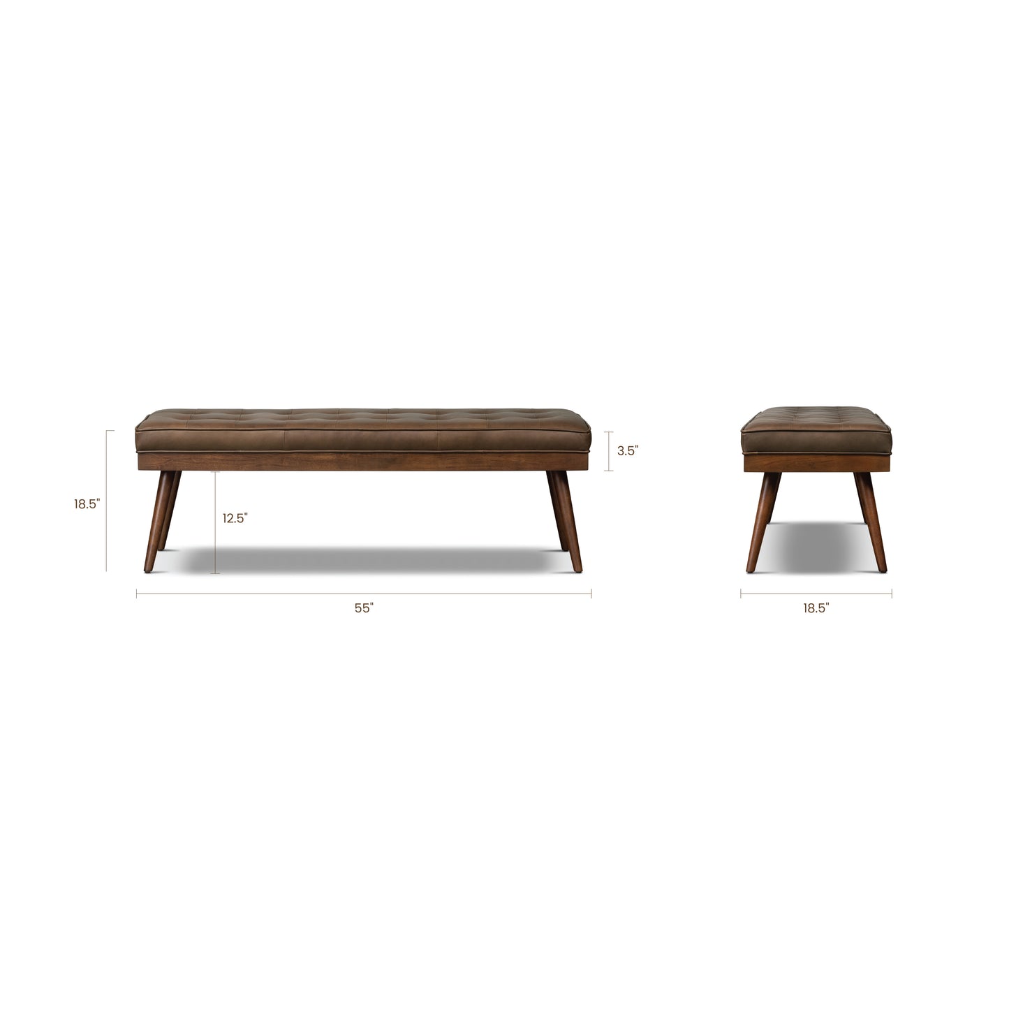 Luca Leather Bench | Cocoa Brown