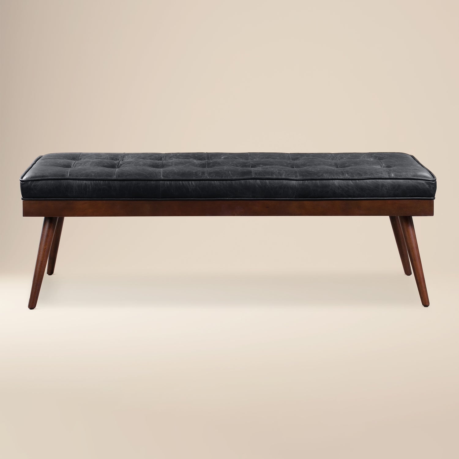 Luca Leather Bench | Onyx Black 