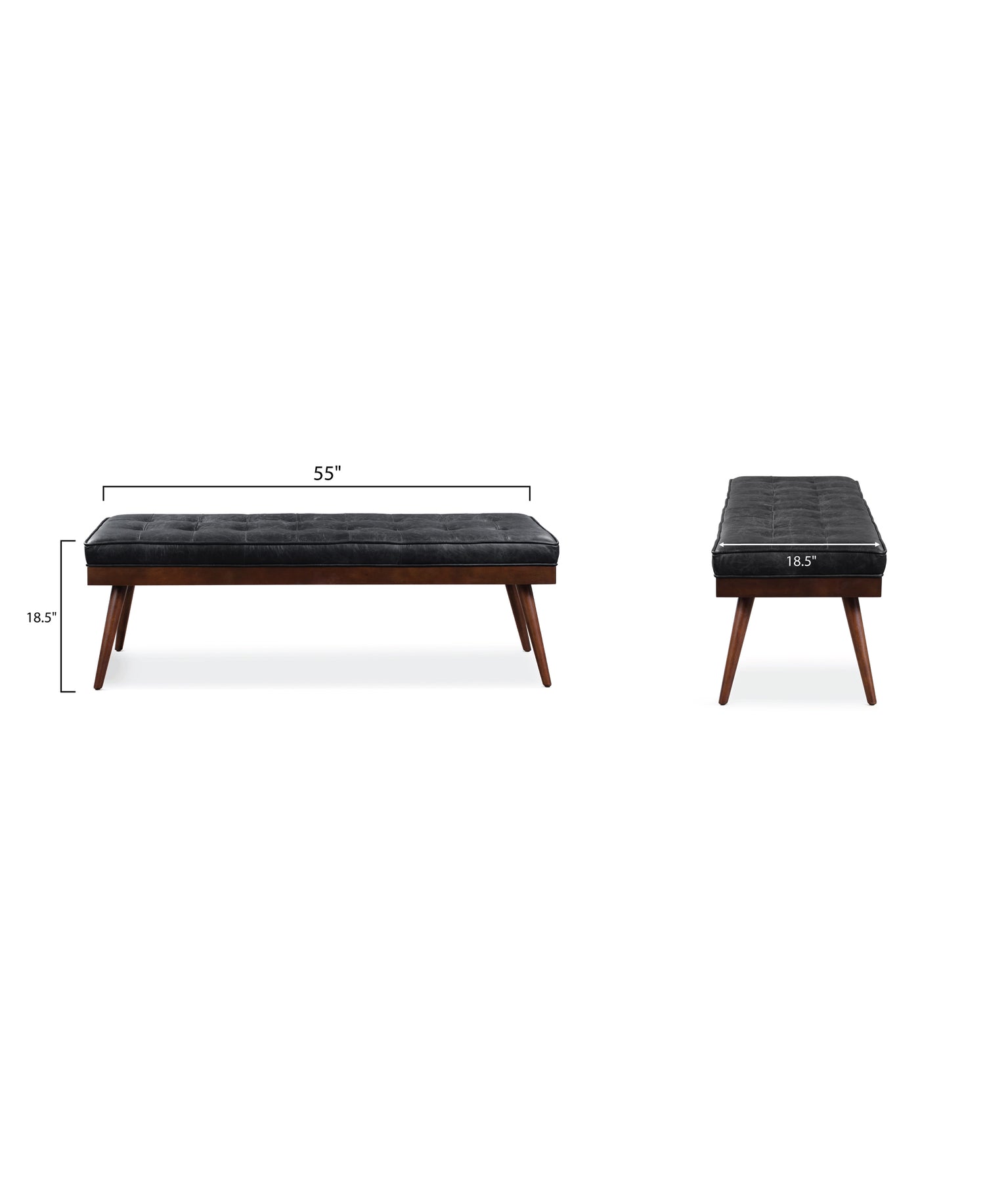 Luca Leather Bench | Onyx Black 