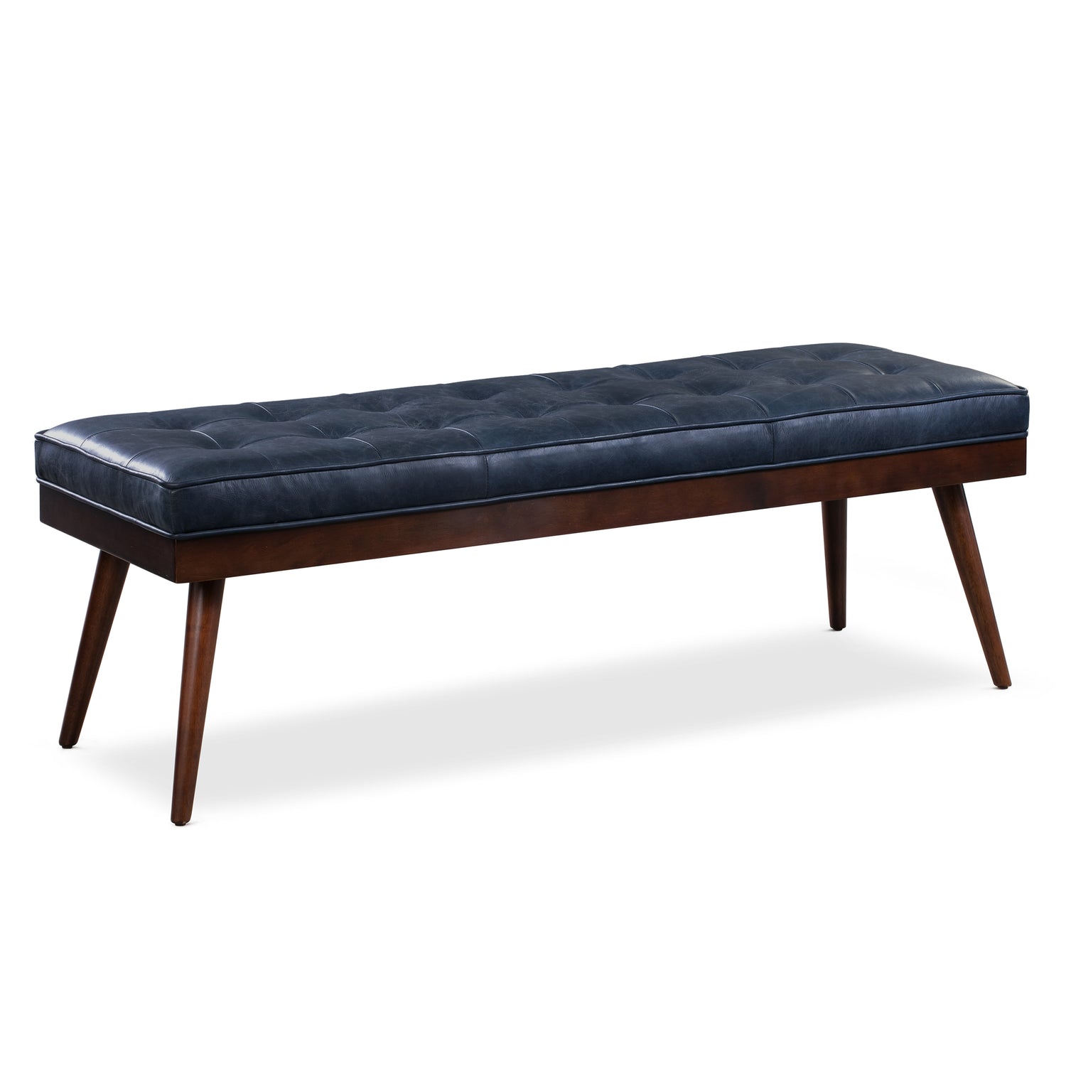 Luca Leather Bench | Midnight Blue 