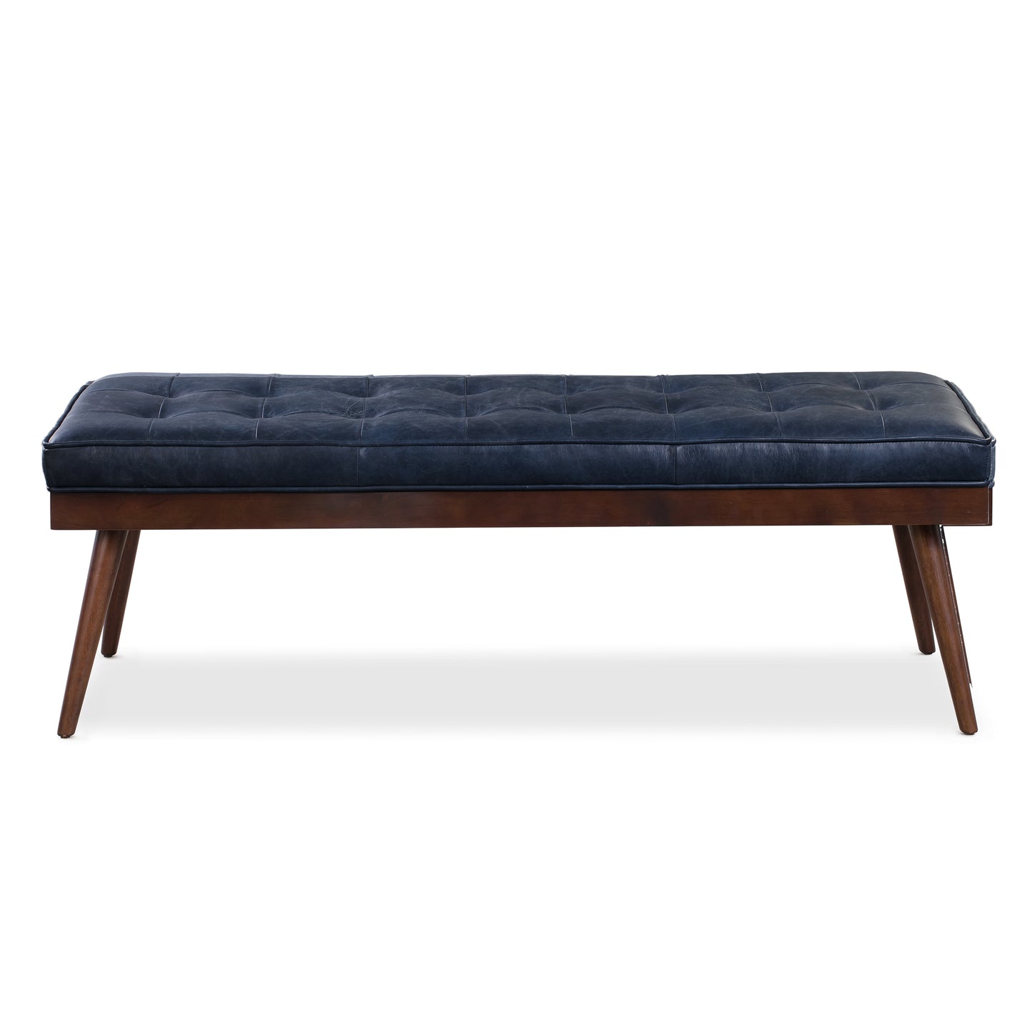 Luca Leather Bench | Midnight Blue