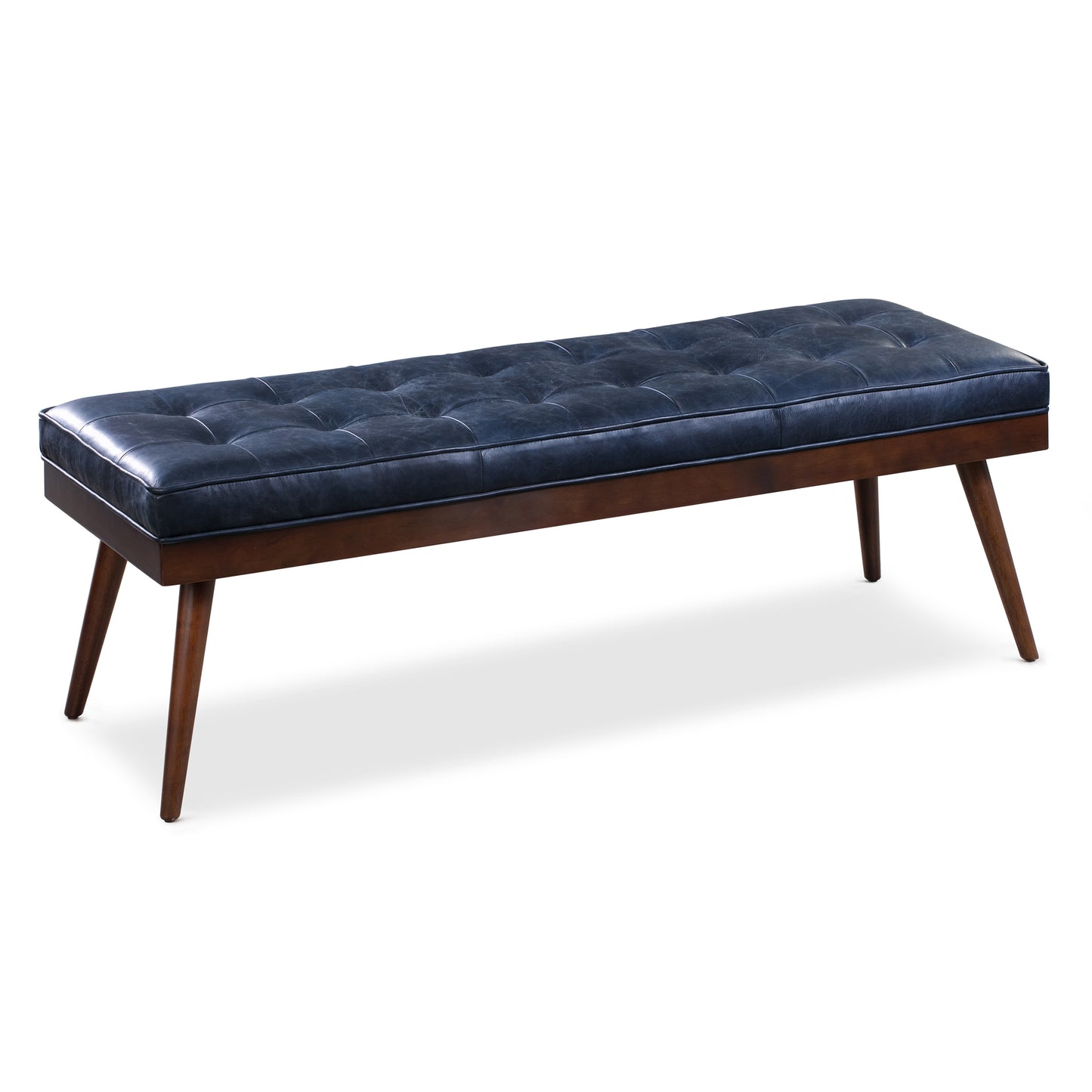 Luca Leather Bench | Midnight Blue