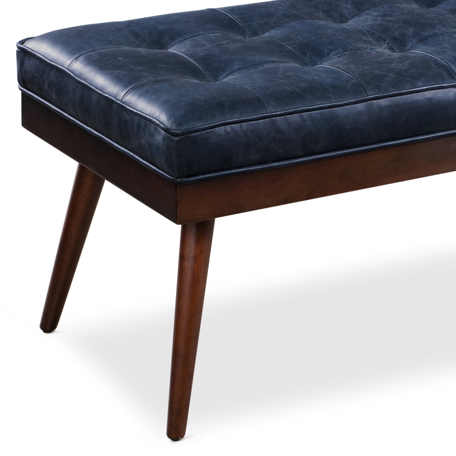 Luca Leather Bench | Midnight Blue 