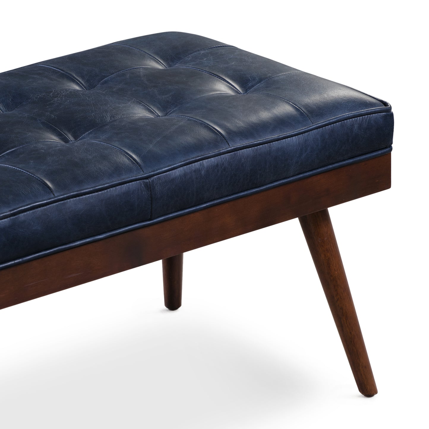 Luca Leather Bench | Midnight Blue