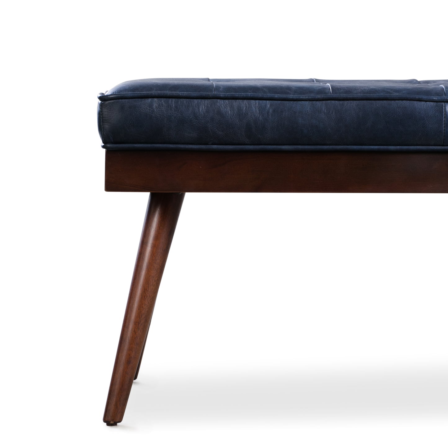 Luca Leather Bench | Midnight Blue