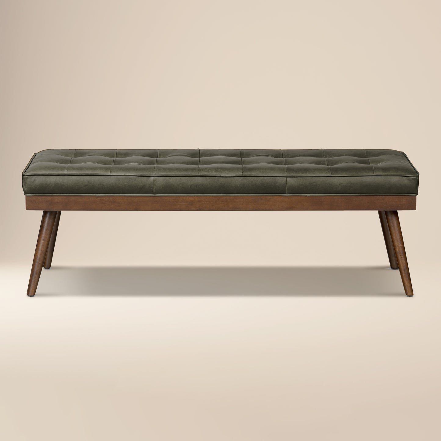 Luca Leather Bench | Olivine Green