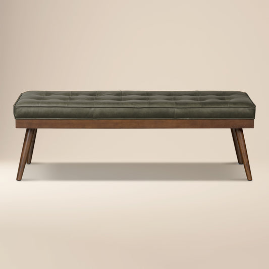 Luca Leather Bench | Olivine Green