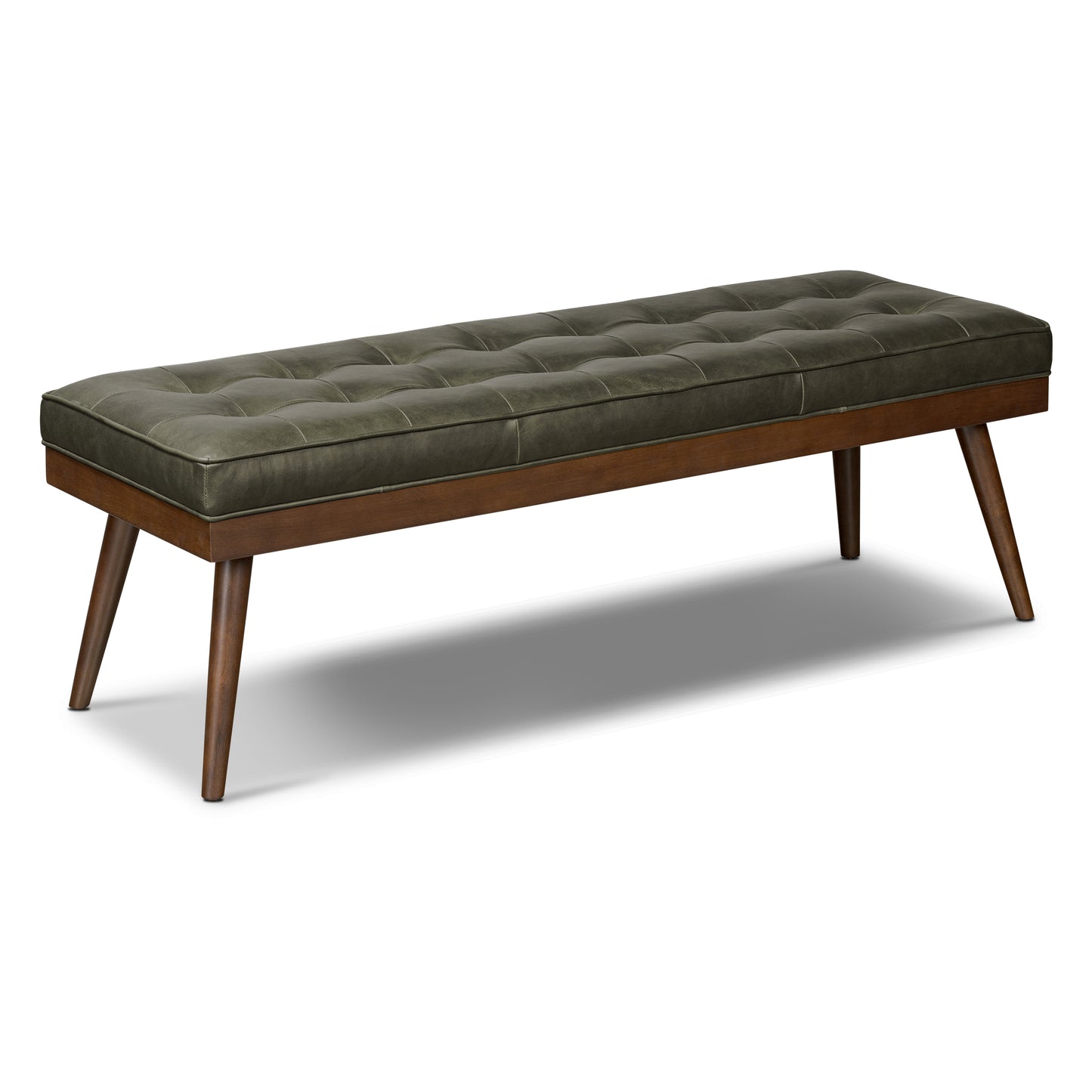 Luca Leather Bench | Olivine Green