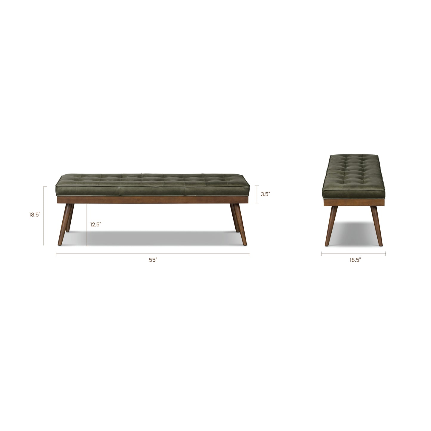 Luca Leather Bench | Olivine Green