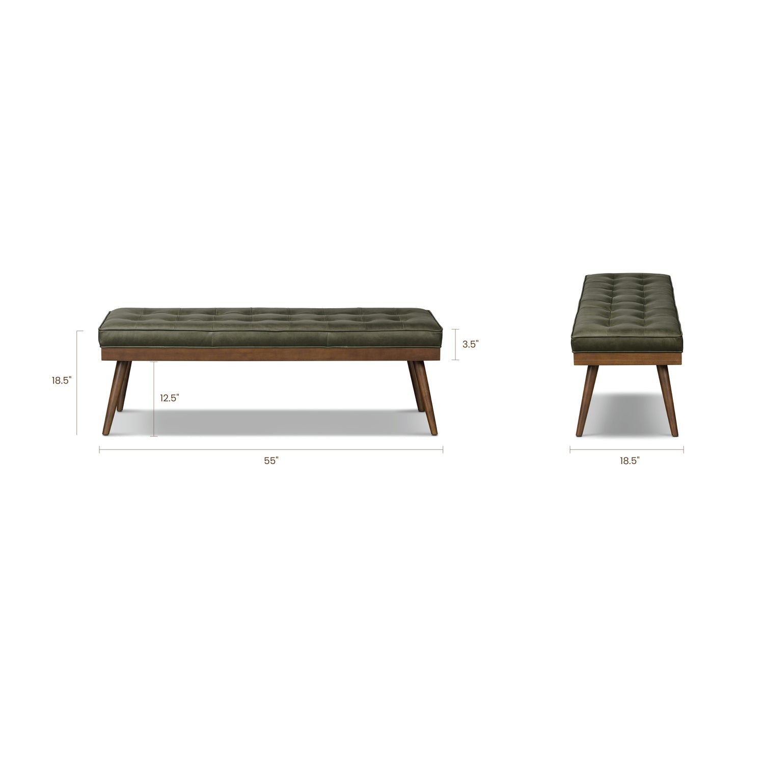 Luca Leather Bench | Olivine Green 