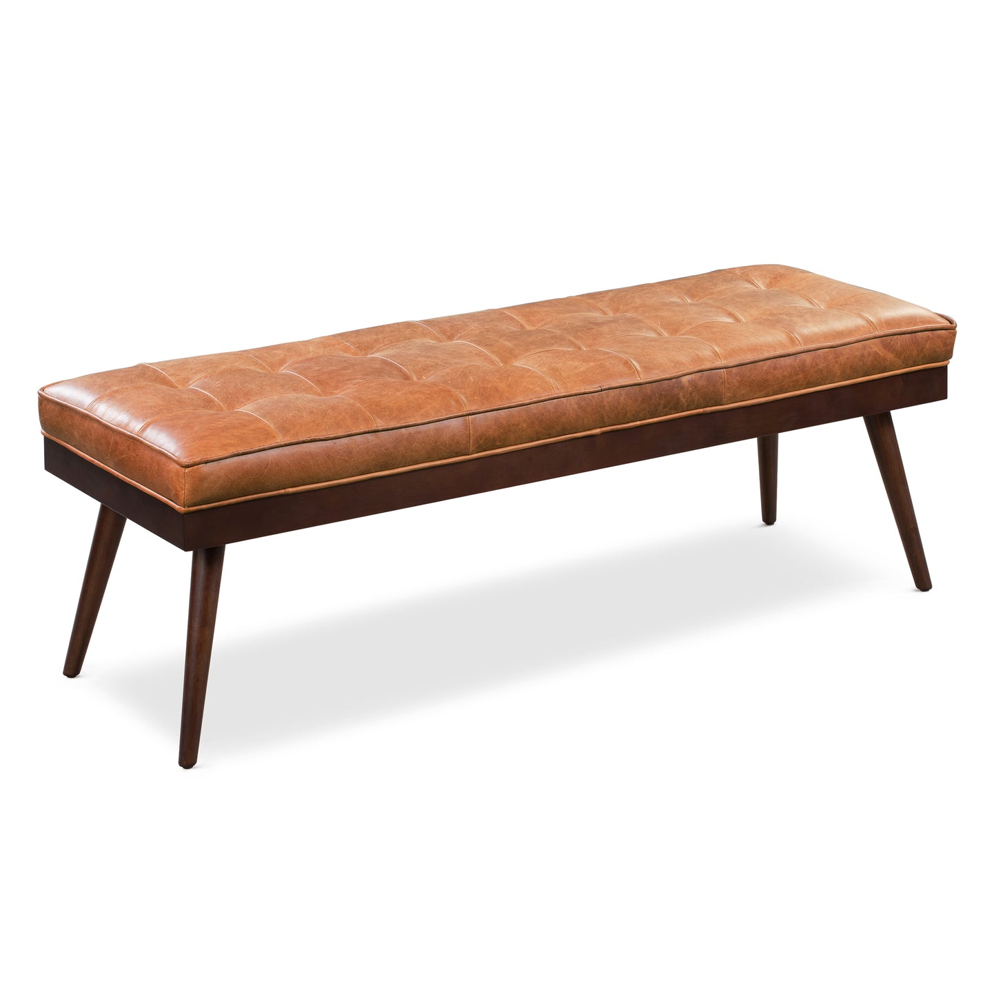 Luca Leather Bench | Cognac Tan
