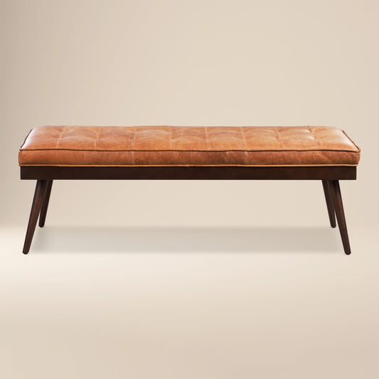Luca Leather Bench | Cognac Tan
