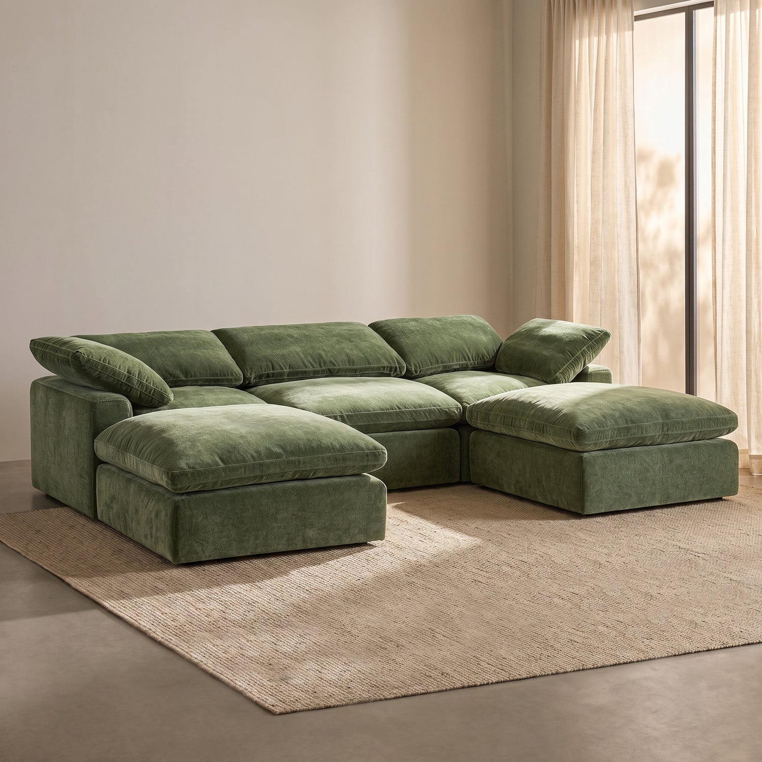 5-Seat Aspen Modular Double Chaise Sectional | Sagano Green lifestyle_image