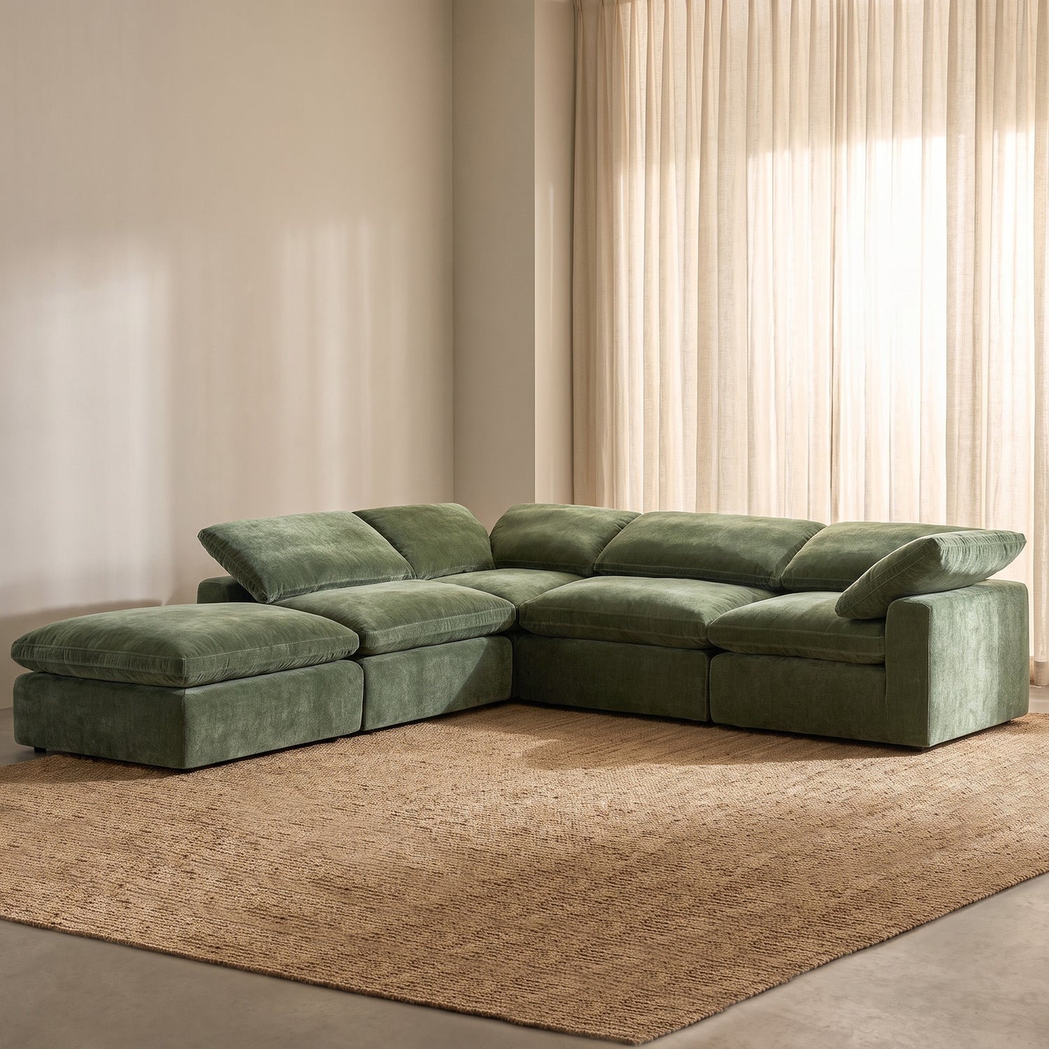 5-Seat Aspen Modular Chaise Sectional | Sagano Green lifestyle_image