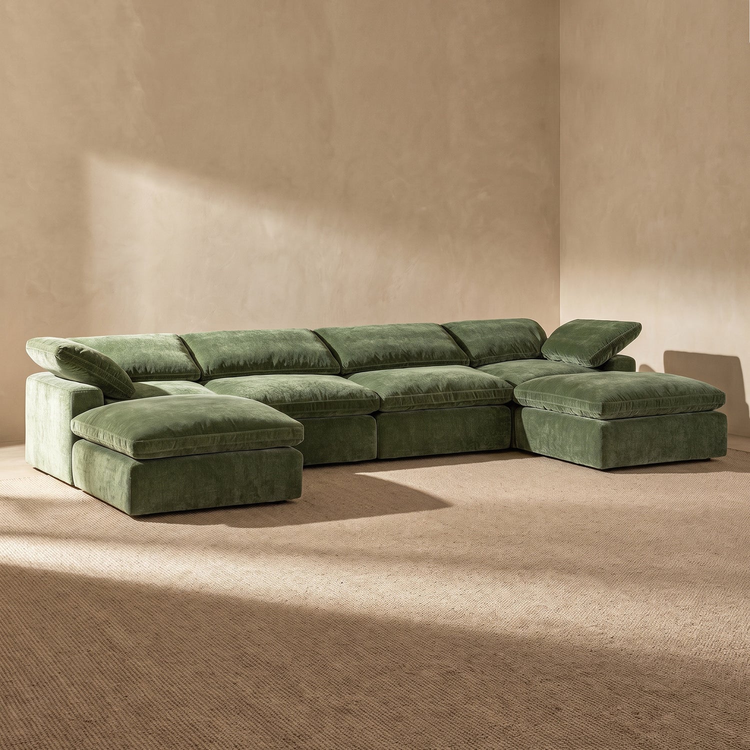 6-Seat Aspen Modular U-Sectional | Sagano Green lifestyle_image