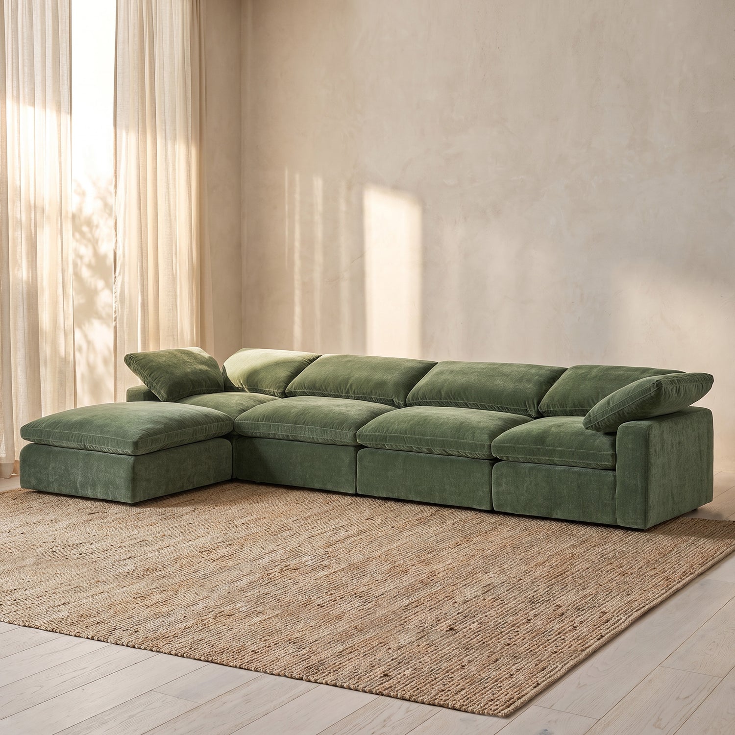 5-Seat Aspen Modular L-Sectional | Sagano Green lifestyle_image