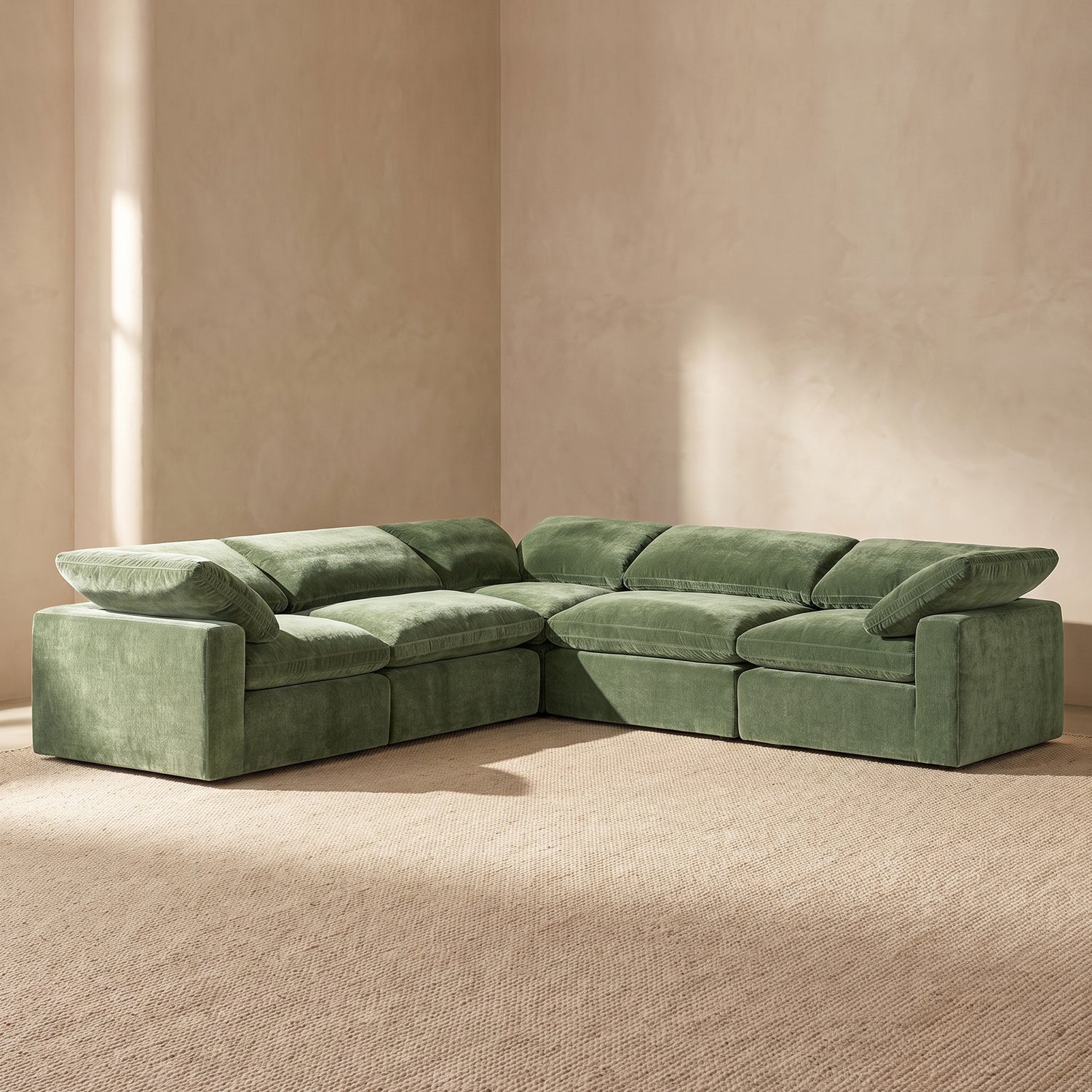 5-Seat Aspen Modular Corner-Sectional | Sagano Green lifestyle_image