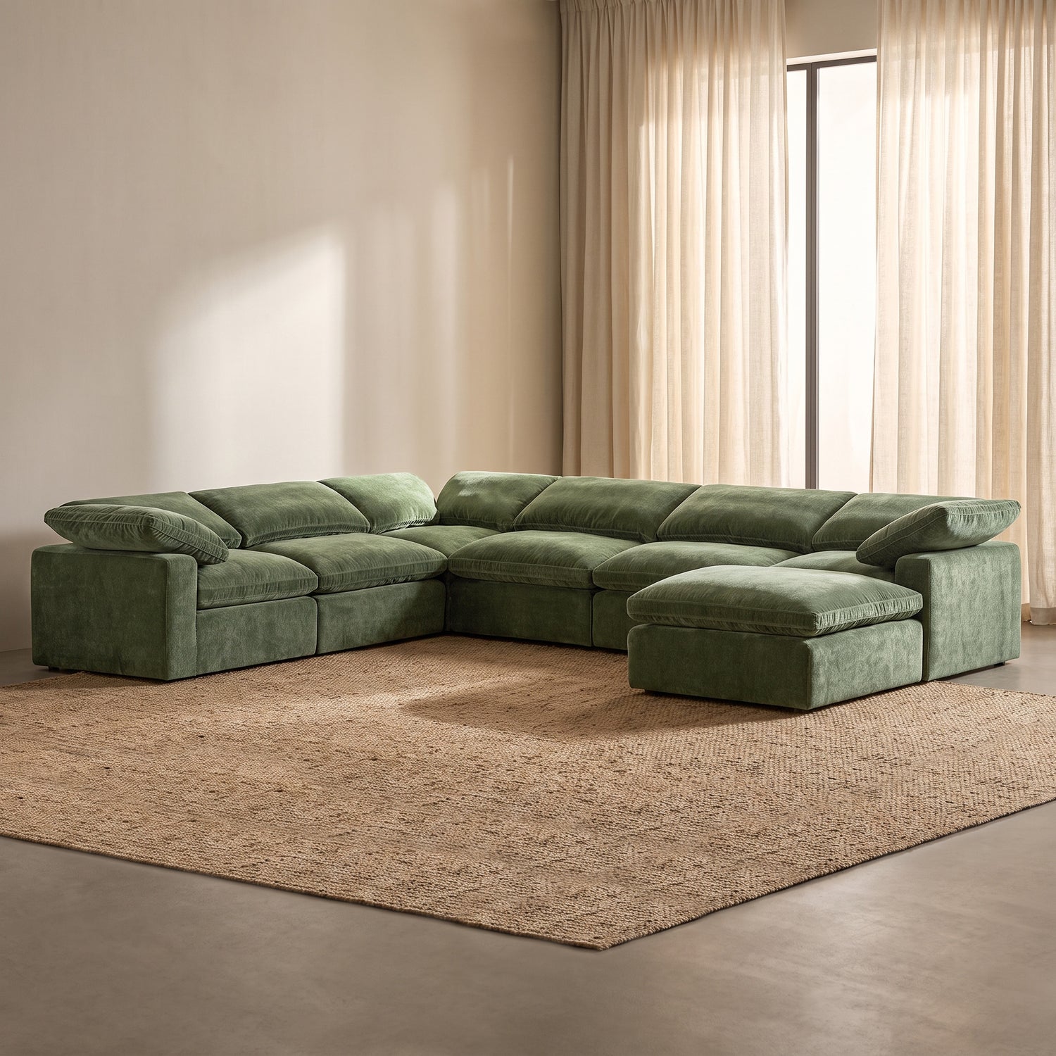 7-Seat Aspen Modular Sectional | Sagano Green lifestyle_image